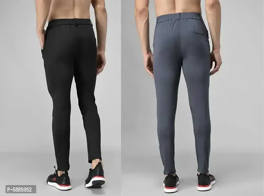Elegant Lycra Solid Trousers For Men(Pack Of 2, Black,Grey)-thumb3