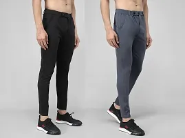 Elegant Lycra Solid Trousers For Men(Pack Of 2, Black,Grey)-thumb3