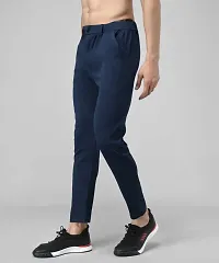 Elegant Blue Lycra Solid Trousers For Men-thumb3