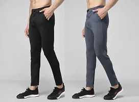 Elegant Lycra Solid Trousers For Men(Pack Of 2, Black,Grey)-thumb1