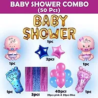 GROOVY DUDZ Baby Shower Combo Decorations Set-50Pcs Baby Shower Balloon, Latex, Star Foil Balloon, Baby with Foil Curtain for Maternity, Pregnancy Photoshoot Material Items Supplies-thumb1