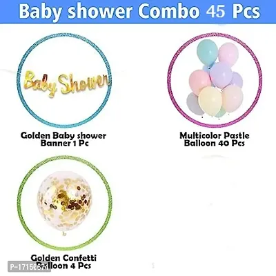 GROOVY DUDZ Baby Shower Combo Decorations Set-45Pcs Baby Shower Balloon, Latex, Baby with for Maternity, Pregnancy Photoshoot Material Items Supplies-thumb2