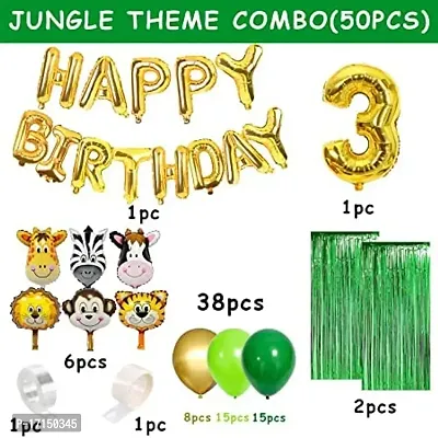 GROOVY DUDZ Birthday Decoration Items For Boys -50Pcs Jungle Theme Decoration - 3rd Birthday Party Decorations,Birthday Decorations kit for Boys 3rd birthday/Baby Birthday Decoration Items kit 3 Year-thumb4