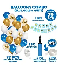 GROOVY DUDZ 79 pcs Blue White and Gold Metallic Balloon with Confetti Balloon and Happy Birthday Banner-thumb3