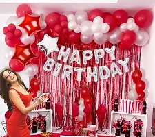 GROOVY DUDZ Happy birthday decoration items for girl,boy combo, Red  WHITE color set 46pcs balloons kit for girls,boys, confetti balloon, foil balloons, Red  Gold birthday decorations-thumb2