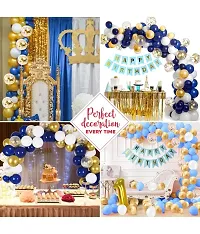 GROOVY DUDZ 79 pcs Blue White and Gold Metallic Balloon with Confetti Balloon and Happy Birthday Banner-thumb2