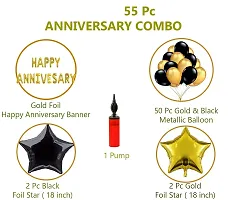 Happy Anniversary Decoration Kit For Home -56 Items Black Gold Combo Set , Balloons, Foil Balloons-thumb1