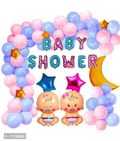 GROOVY DUDZ Baby Shower Foil Colourfull, Star Foil Balloon with Moon Foil Balloon Baby Shower Decorations Item Combo Set For Maternity, Pregnancy Photoshoot Material Items Supplies - 50Pcs-thumb0