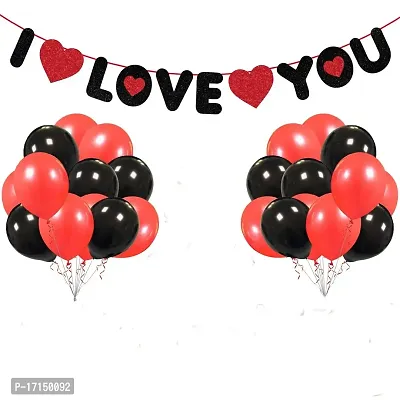 Valentines Day Decoration Kit - Pack of 41 Valentines Day Balloon Decoration Items, Valentines Gift for Boyfriend, Girlfriend, Anniversary and Wedding Decoration (Red, Black Pack of 41)-thumb0