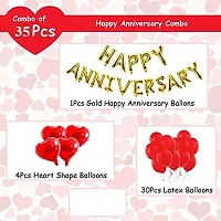 Happy Anniversary Decoration Items Foil Balloon Metallic Balloons 35Pcs Set for 1st, 5Th,25th Party Room Decoration Combo Set/Couple Wedding,Marriage Celebration-thumb1