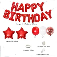 GROOVY DUDZ Happy birthday decoration items for girl,boy combo, Red  WHITE color set 40pcs balloons kit for girls,boys, confetti balloon, foil balloons, Red  Gold birthday decorations-thumb1