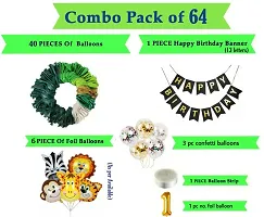 GROOVY DUDZ Birthday Decoration Items For Boys -64Pcs Jungle Theme Decoration - 1st Birthday Party Decorations,Birthday Decorations kit for Boys 1st birthday/Baby Birthday Decoration Items kit 1 Year-thumb1