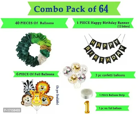 GROOVY DUDZ Birthday Decoration Items For Boys -64Pcs Jungle Theme Decoration - 1st Birthday Party Decorations,Birthday Decorations kit for Boys 1st birthday/Baby Birthday Decoration Items kit 1 Year-thumb2