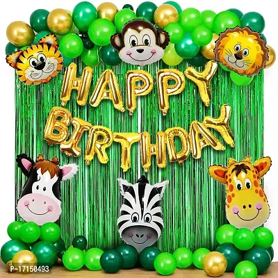 GROOVY DUDZ Jungle Theme Decoration Animal Theme Birthday Party Decorations, Animal Balloons, Birthday Balloon (Multicolor, Pack of 49)