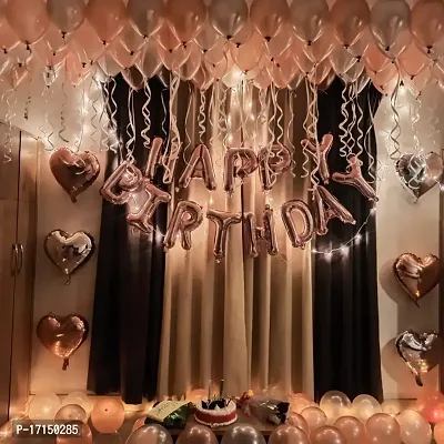 GROOVY DUDZ Happy birthday decoration items for girl,boy combo, SetPcs Balloon Garland Kit - 123pcs -Rose Gold Balloons, Confetti Ballon, Heart  Star Foil Balloons For Birthday Decoration