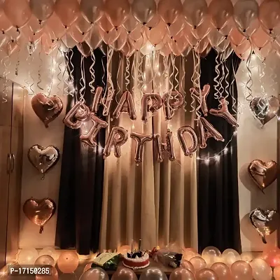 GROOVY DUDZ Happy birthday decoration items for girl,boy combo, SetPcs Balloon Garland Kit - 123pcs -Rose Gold Balloons, Confetti Ballon, Heart  Star Foil Balloons For Birthday Decoration-thumb0