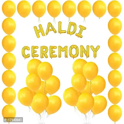 Haldi Ceremony Decoration,Haldi Ceremony Decoration Kit,1 Set Haldi Foil Balloon And 50 Yellow Balloon Combo Bachelorette Bridal Shower Party (Pack of 51)