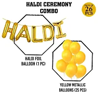 Haldi Ceremony Decoration,Haldi Ceremony Decoration Kit,1 Set Haldi Foil Balloon And 25 Yellow Balloon Combo Bachelorette Bridal Shower Party (Pack of 26)-thumb1