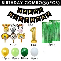 GROOVY DUDZ Birthday Decoration Items For Boys -50Pcs Jungle Theme Decoration - 1st Birthday Party Decorations,Birthday Decorations kit for Boys 2nd birthday/Baby Birthday Decoration Items kit 1 Year-thumb1