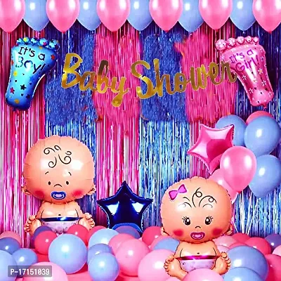 GROOVY DUDZ Baby Shower Combo Decorations Set-50Pcs Baby Shower Balloon, Latex, Star Foil Balloon, Baby with for Maternity, Pregnancy Photoshoot Material Items Supplies-thumb0
