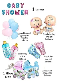 GROOVY DUDZ Baby Shower Combo Decorations Set-50Pcs Baby Shower Balloon, Latex, glue dot, Baby with for Maternity, Pregnancy Photoshoot Material Items Supplies-thumb2