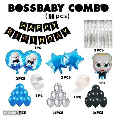 GROOVY DUDZ Boss Baby Birthday Party ? Combo Pack of 60 Balloons  Happy Birthday Banner | Boss Baby Foil Balloons,Boss Baby Theme Balloon-thumb5