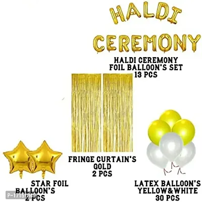 Haldi Ceremony Decoration,Haldi Ceremony Decoration Kit,1 Set Haldi Foil Balloon And 47 Yellow white Balloon Combo Bachelorette Bridal Shower Party (Pack of 47)-thumb2