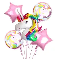 GROOVY DUDZ Unicorn Theme Birthday Decorations Combo Set- 50Pcs Kit with Happy Birthday Bunting, Head Foil, Metallic Balloons - Happy Birthday Decoration Kit for Girls / Unicorn Birthday Decorations-thumb2