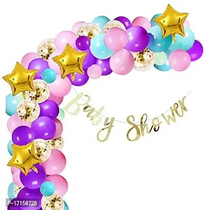 GROOVY DUDZ Baby Shower Combo Decorations Set-40Pcs Baby Shower Balloon, Latex, Star Foil Balloon, n for Maternity, Pregnancy Photoshoot Material Items Supplies