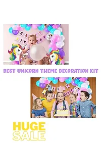 GROOVY DUDZ Unicorn Theme Birthday Decorations Combo Set- 50Pcs Kit with Happy Birthday Bunting, Head Foil, Metallic Balloons - Happy Birthday Decoration Kit for Girls / Unicorn Birthday Decorations-thumb3