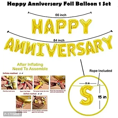 Happy Anniversary Decoration Items Foil Balloon Metallic Balloons 35Pcs Set for 1st, 5Th,25th Party Room Decoration Combo Set/Couple Wedding,Marriage Celebration-thumb3