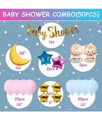 GROOVY DUDZ Baby Shower Letter Foil Banner, Latex, Star Foil Balloon with Moon Foil Balloon Baby Shower Decorations Item Combo Set For Maternity, Pregnancy Photoshoot Material Items Supplies - 50Pcs-thumb1