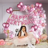 GROOVY DUDZ Happy Birthday Decorations For Girls Combo Kit- Pink Metallic Balloons, Letter Ballons, Foil Balloon, Confetti Ballon, Balloon Garland, Helium Balloons- birthday balloons for decoration-thumb2