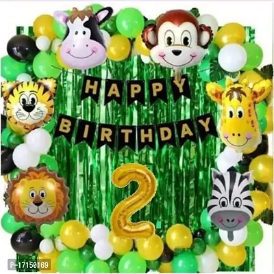 GROOVY DUDZ Birthday Decoration Items For Boys -40Pcs Jungle Theme Decoration - Birthday Party Decorations,2nd Birthday Decorations kit for Boys 2nd birthday/Baby Birthday Decoration Items kit 1 Year-thumb0