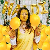 Haldi Ceremony Decoration,Haldi Ceremony Decoration Kit,1 Set Haldi Foil Balloon And 47 Yellow white Balloon Combo Bachelorette Bridal Shower Party (Pack of 47)-thumb3