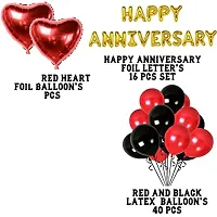 Happy Anniversary Decoration Kit For Home -58 Items Black Red Combo Set, Balloons, Foil Balloons-thumb1