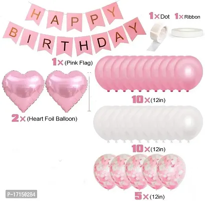 GROOVY DUDZ Pink Happy Birthday Decoration Kit for Girls 30pcs Combo Set Girls Birthday Decoration Items / Kids Birthday Decoration Items-thumb2