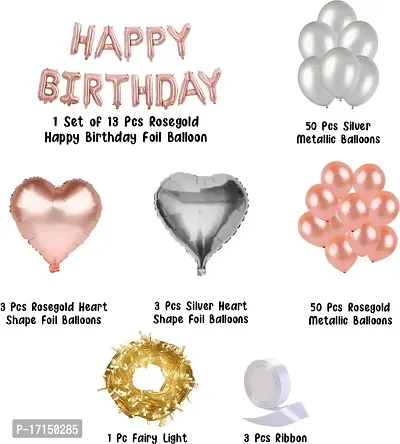 GROOVY DUDZ Happy birthday decoration items for girl,boy combo, SetPcs Balloon Garland Kit - 123pcs -Rose Gold Balloons, Confetti Ballon, Heart  Star Foil Balloons For Birthday Decoration-thumb4