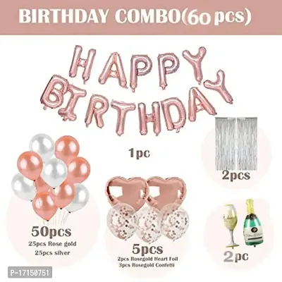 GROOVY DUDZ Happy birthday decoration items for girl,boy combo, SetPcs Balloon Garland Kit - 60 pcs -Rose Gold Balloons, Confetti Ballon, Heart  Star Foil Balloons For Birthday Decoration-thumb2