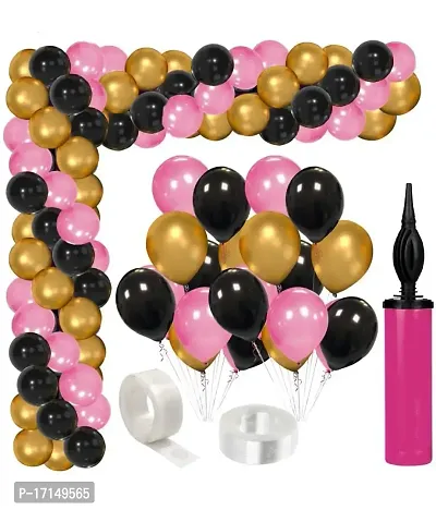 GROOVY DUDZ Pink Balloon Arch Garland Kit,78 pcs Pieces Black Pink Gold Metalic Balloons for Baby Shower Wedding Birthday-thumb0