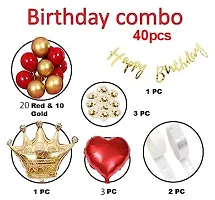 GROOVY DUDZ 40pcs Happy birthday decoration items for girl,boy combo, Red  Gold color set balloons kit for girls,boys, confetti balloon, foil balloons, Red  Gold birthday decorations-thumb1