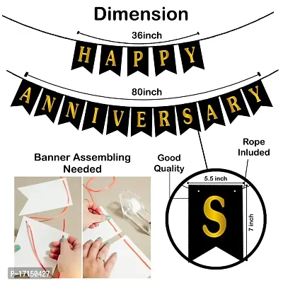 GROOVY DUDZ Happy Anniversary Decoration Items - 70Pcs Kit - Banner, Heart Foil Balloon,Curtain, Metallic Balloons - Husband Wife 1st, 25th,50th Wedding Anniversary Set Combo (Set of 70)-thumb3