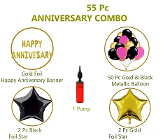 Happy Anniversary Decoration Kit For Home -55 Items Black pink Gold Combo Set, Balloons, Foil Balloons-thumb1