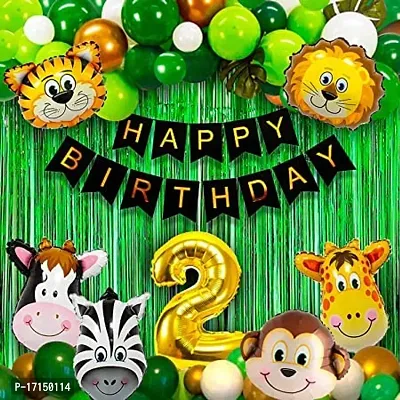 GROOVY DUDZ Birthday Decoration Items For Boys -50Pcs Jungle Theme Decoration - 2nd Birthday Party Decorations,Birthday Decorations kit for Boys 2nd birthday/Baby Birthday Decoration Items kit 2 Year-thumb0