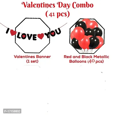 Valentines Day Decoration Kit - Pack of 41 Valentines Day Balloon Decoration Items, Valentines Gift for Boyfriend, Girlfriend, Anniversary and Wedding Decoration (Red, Black Pack of 41)-thumb2