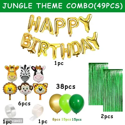 GROOVY DUDZ Jungle Theme Decoration Animal Theme Birthday Party Decorations, Animal Balloons, Birthday Balloon (Multicolor, Pack of 49)-thumb2