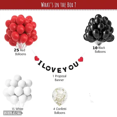 Valentines Day Decoration Kit - Pack of 55 Valentines Day Balloon Decoration Items, Valentines Gift for Boyfriend, Girlfriend, Anniversary and Wedding Decoration (Red, White, Black Pack of 55)-thumb2