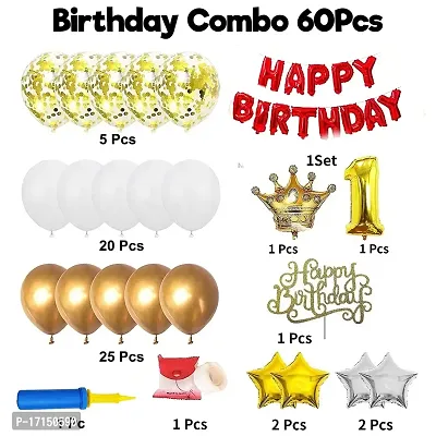 GROOVY DUDZ 1st Happy Birthday RED Decoration For Baby Boy Or Girl, Balloons Combo 60 Pcs Balloon (Multicolor, Pack of 60)-thumb2