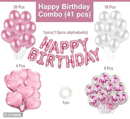 GROOVY DUDZ Happy Birthday Decorations For Girls Combo Kit- Pink Metallic Balloons, Letter Ballons, Foil Balloon, Confetti Ballon, Balloon Garland, Helium Balloons- birthday balloons for decoration-thumb2