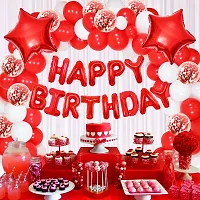 GROOVY DUDZ Happy birthday decoration items for girl,boy combo, Red  WHITE color set 40pcs balloons kit for girls,boys, confetti balloon, foil balloons, Red  Gold birthday decorations-thumb2